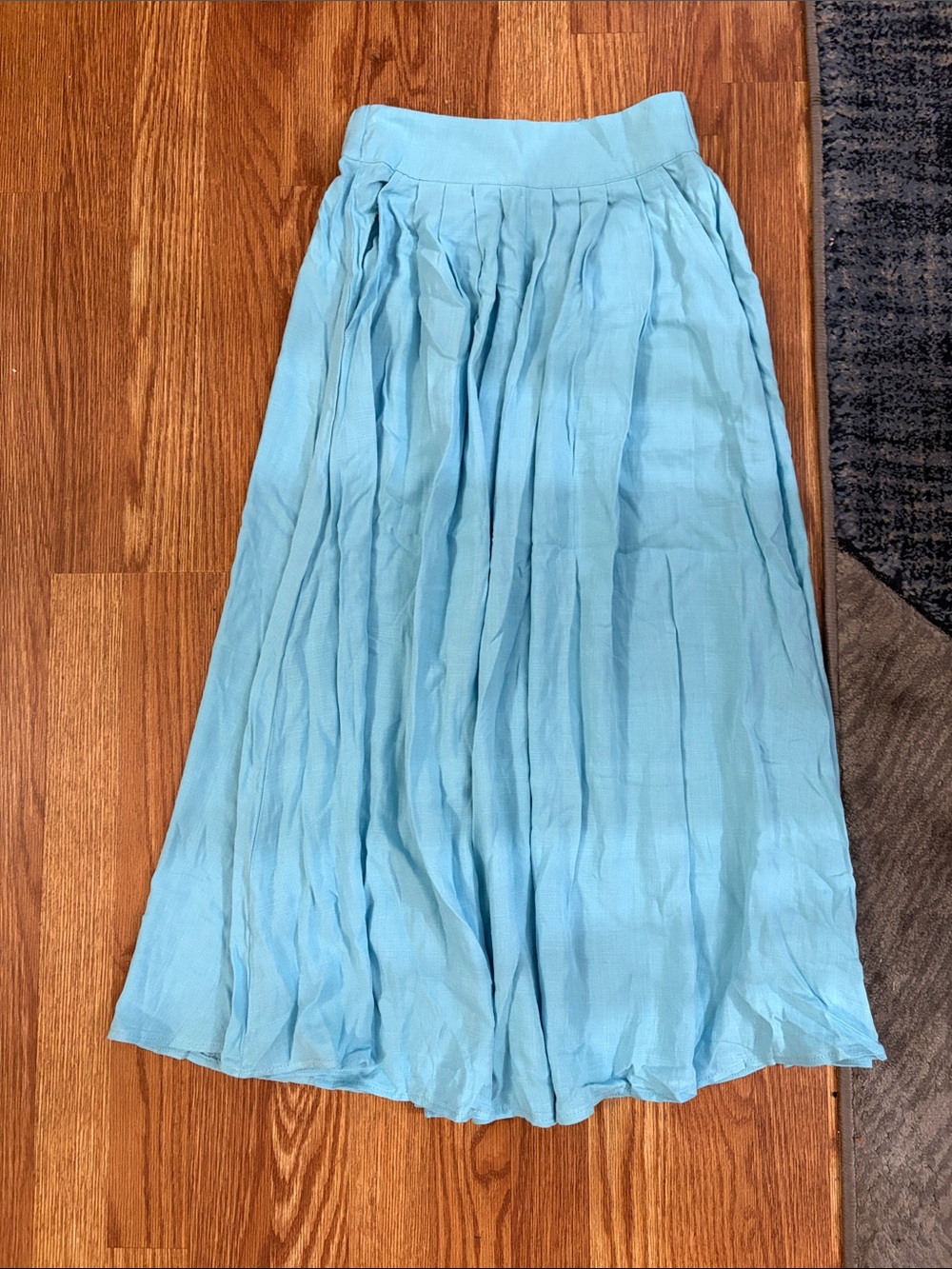 Light Blue Pleated Maxi Skirt